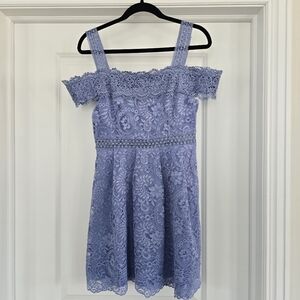 Francescas Light Blue Lace Off-Shoulder Kids Dress Size M